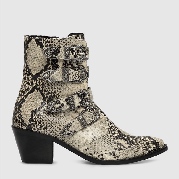 Twin-Set Shoes - Twinset Milano Python Print Leather Heeled Ankle Boots Size EU 36 / US 6